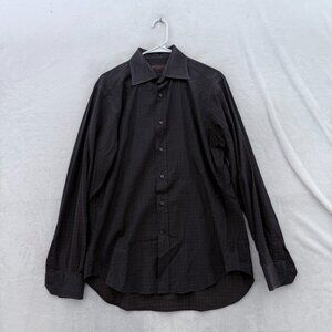Etro Milano Shirt Mens 41 Black Geometric Business Casual Button Up